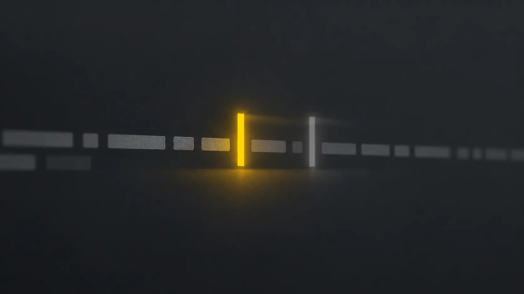 Two cursors on a typing test word stream -- a solid gold caret marking the real typing position and a translucent ghost caret further ahead