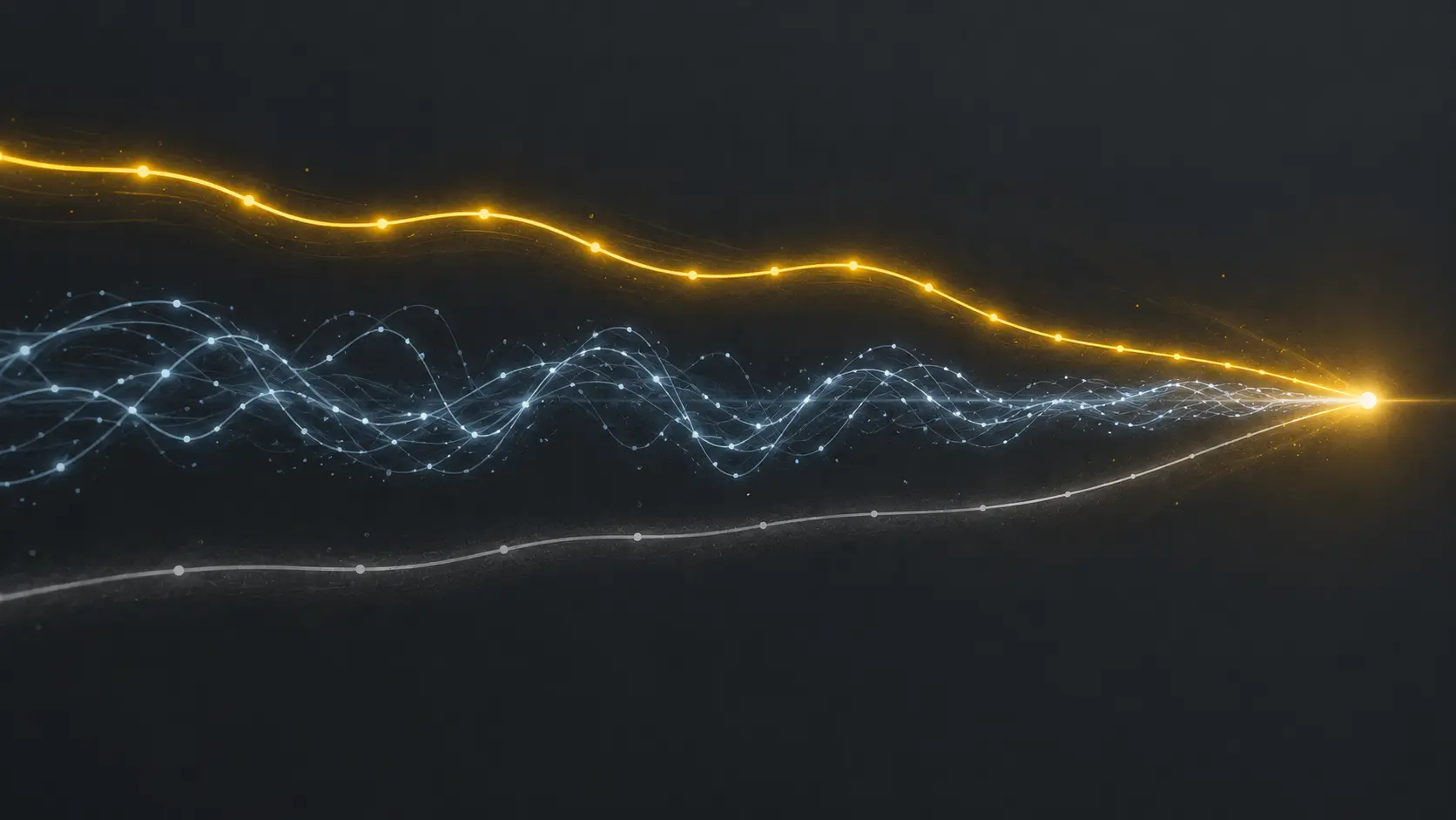 Three parallel glowing lanes representing multiplayer racing, plain timed testing, and solo pace-caret practice