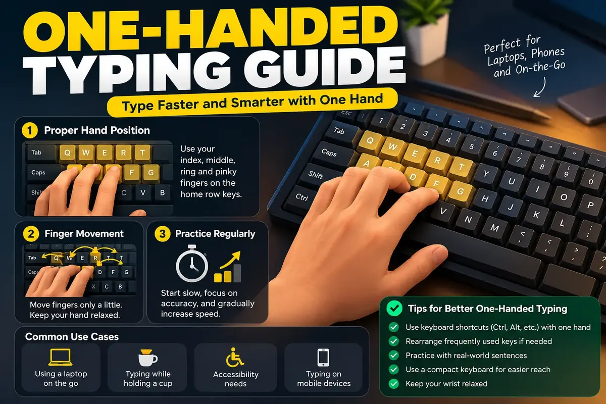 Adaptive single-handed typing keyboard layout showing radial finger zones and mirror-typing modifier integration
